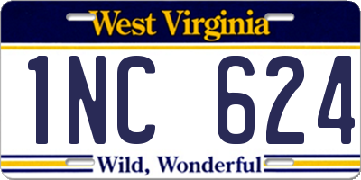 WV license plate 1NC624