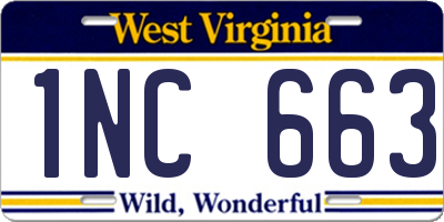 WV license plate 1NC663