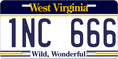 WV license plate 1NC666