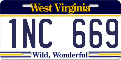 WV license plate 1NC669