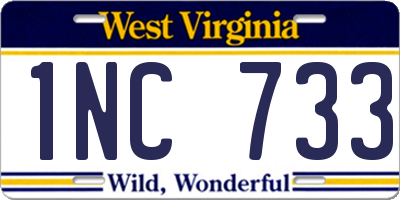 WV license plate 1NC733