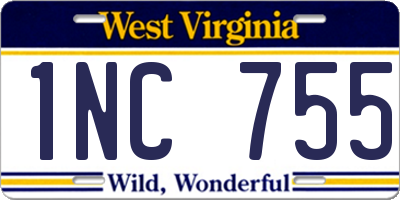 WV license plate 1NC755