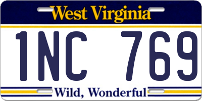 WV license plate 1NC769