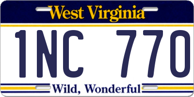 WV license plate 1NC770