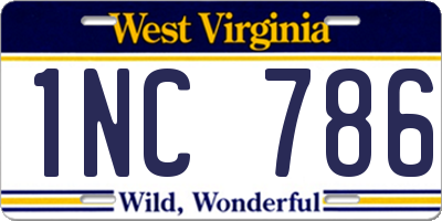 WV license plate 1NC786