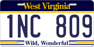 WV license plate 1NC809