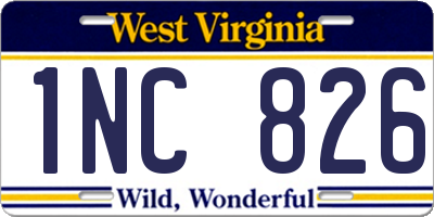 WV license plate 1NC826