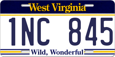 WV license plate 1NC845