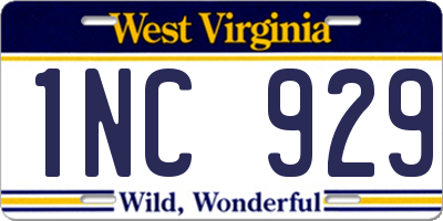 WV license plate 1NC929