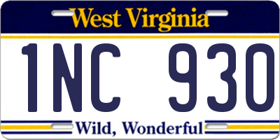 WV license plate 1NC930