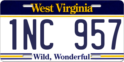 WV license plate 1NC957