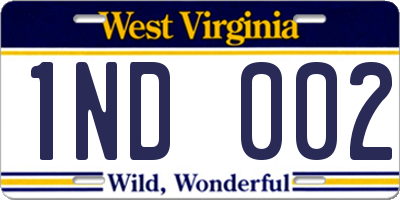 WV license plate 1ND002