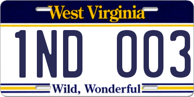 WV license plate 1ND003