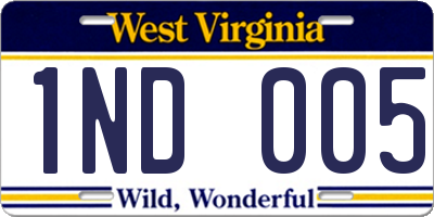 WV license plate 1ND005