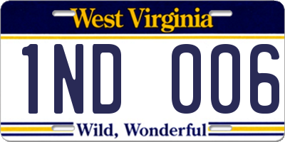 WV license plate 1ND006