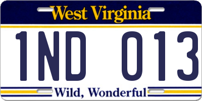 WV license plate 1ND013