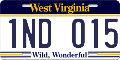 WV license plate 1ND015