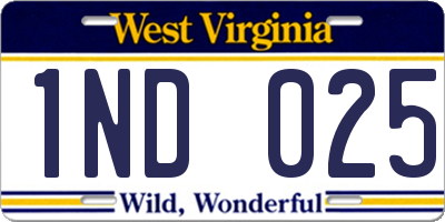 WV license plate 1ND025