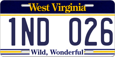 WV license plate 1ND026