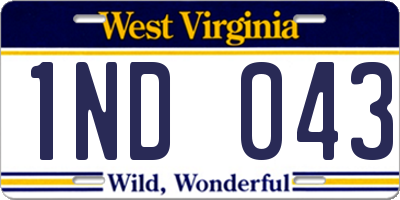 WV license plate 1ND043