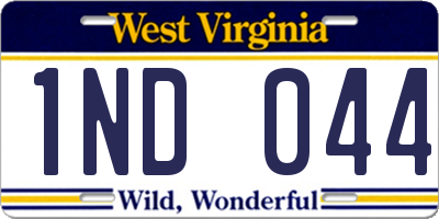 WV license plate 1ND044