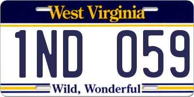 WV license plate 1ND059