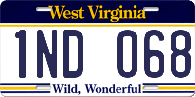WV license plate 1ND068