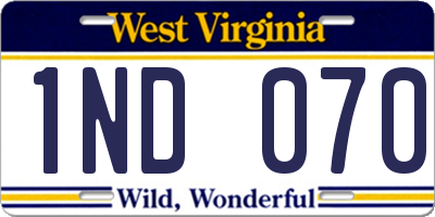 WV license plate 1ND070