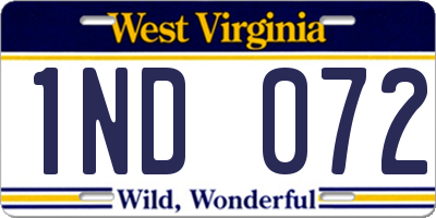 WV license plate 1ND072