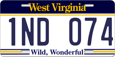 WV license plate 1ND074