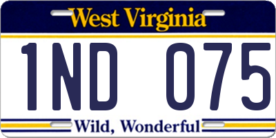 WV license plate 1ND075