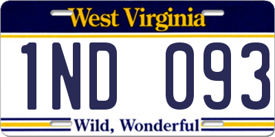 WV license plate 1ND093