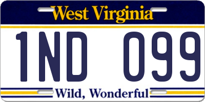 WV license plate 1ND099