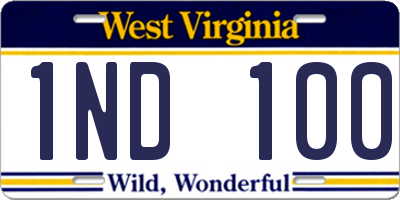 WV license plate 1ND100