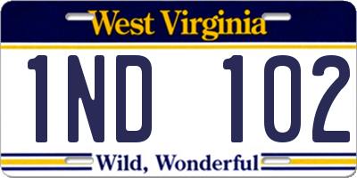 WV license plate 1ND102