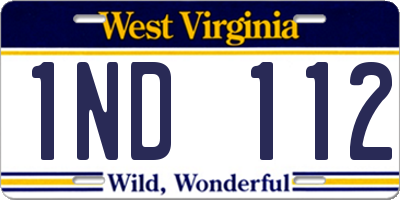 WV license plate 1ND112