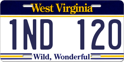WV license plate 1ND120