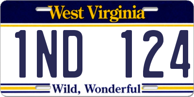 WV license plate 1ND124