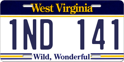 WV license plate 1ND141