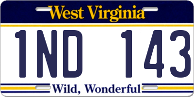 WV license plate 1ND143