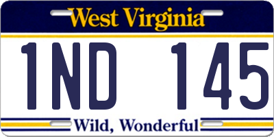 WV license plate 1ND145