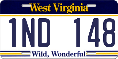 WV license plate 1ND148