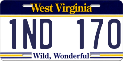 WV license plate 1ND170