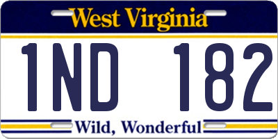 WV license plate 1ND182