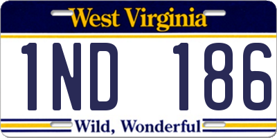 WV license plate 1ND186
