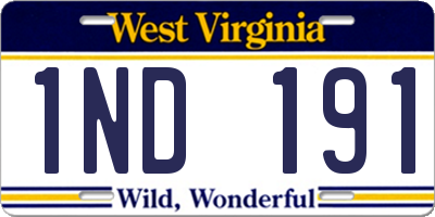 WV license plate 1ND191