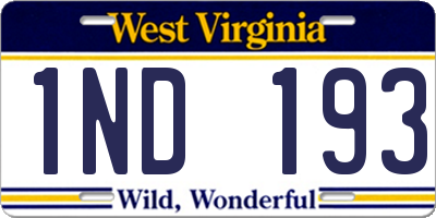 WV license plate 1ND193