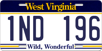 WV license plate 1ND196