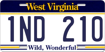 WV license plate 1ND210