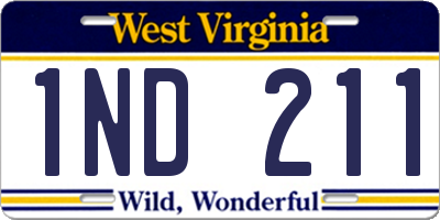 WV license plate 1ND211